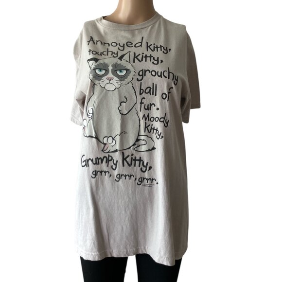 Grumpy Cat Funny Gray Size M T-Shirt - Picture 1 of 8